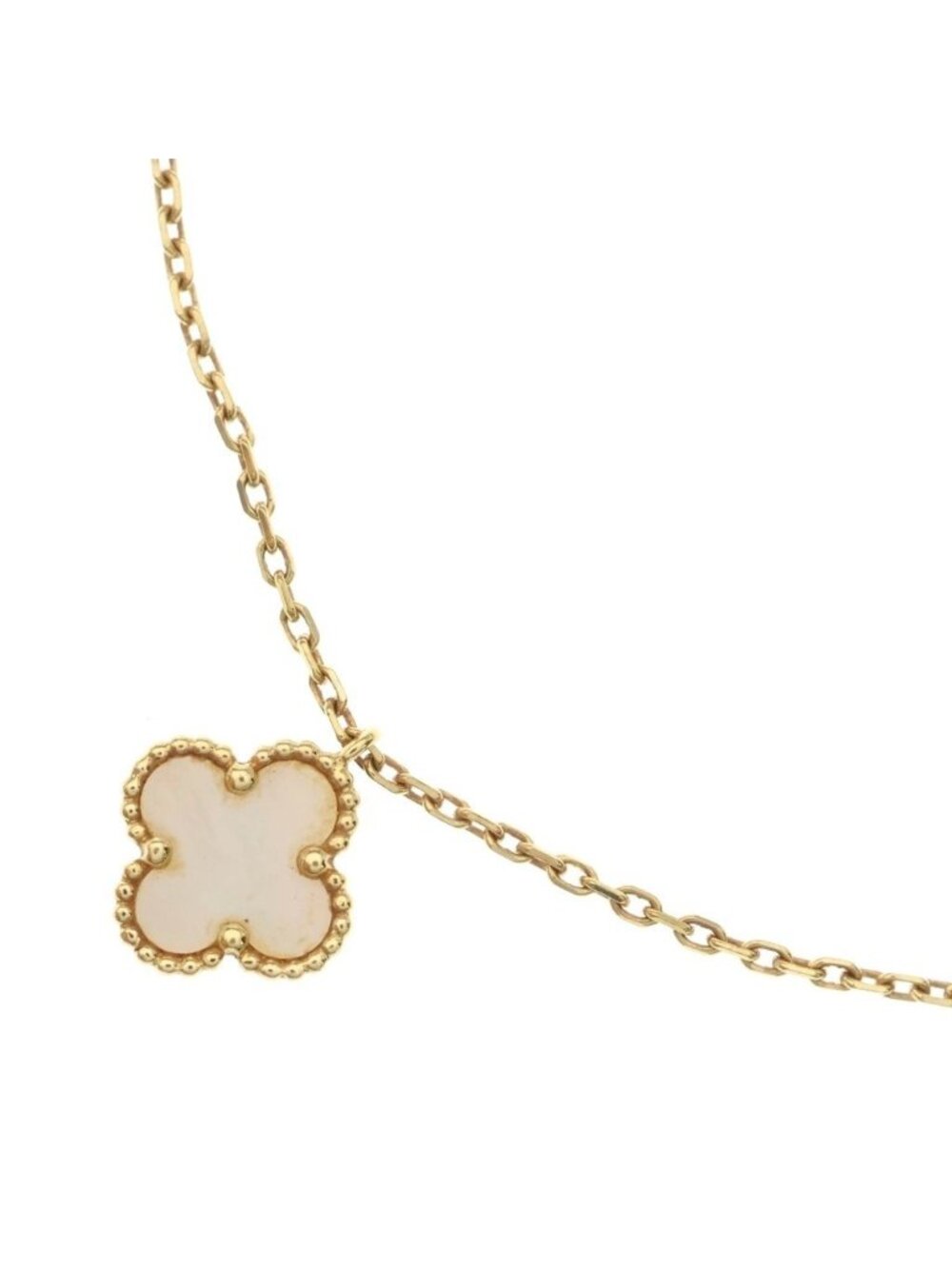 Van Cleef & Arpels Sweet Alhambra Mother of Pearl Necklace Chain Yellow Gold